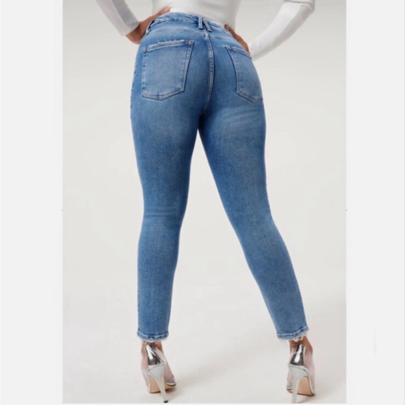 Women's GOOD AMERICAN Blue Distressed Skinny Jeans 12 - Picture 2 of 10